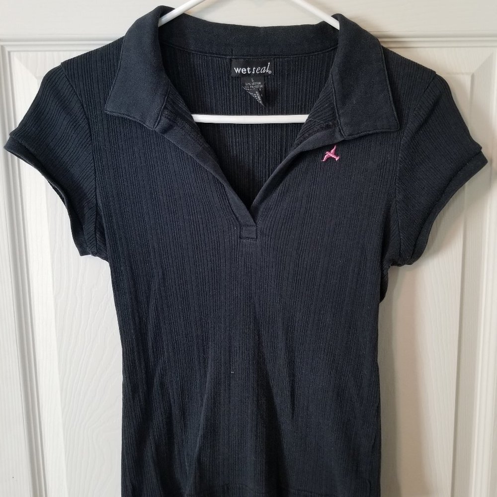 Wet Seal - Collared Shirt - Black - Fits like size Small